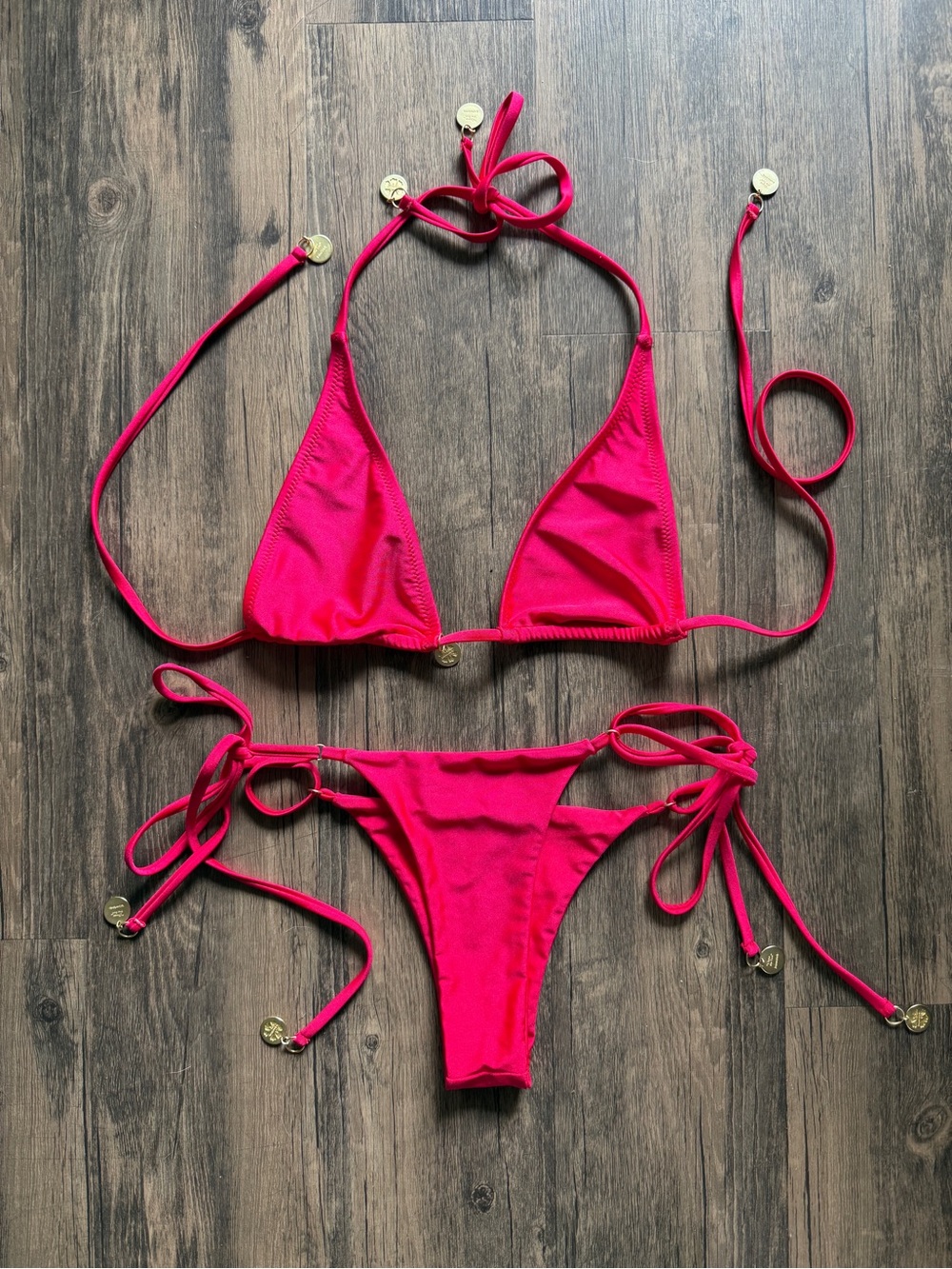 Kulani Kinis Hot Pink Triangle String Bikini